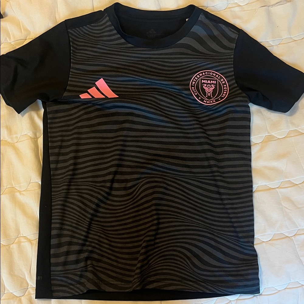Messi InterMiami adidas Kids Black Tee with Pink Accents